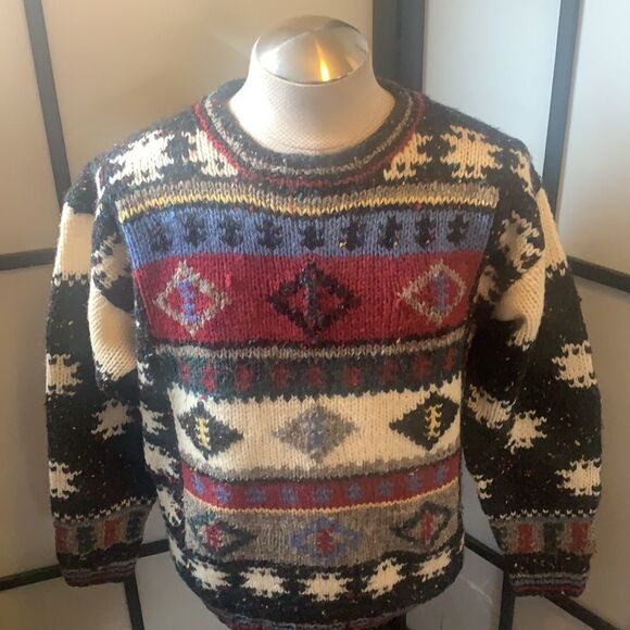 Vintage Woolrich Sweater Women's Large Wool Fair Isle Crewneck Pullover Grandma - Picture 7 of 9